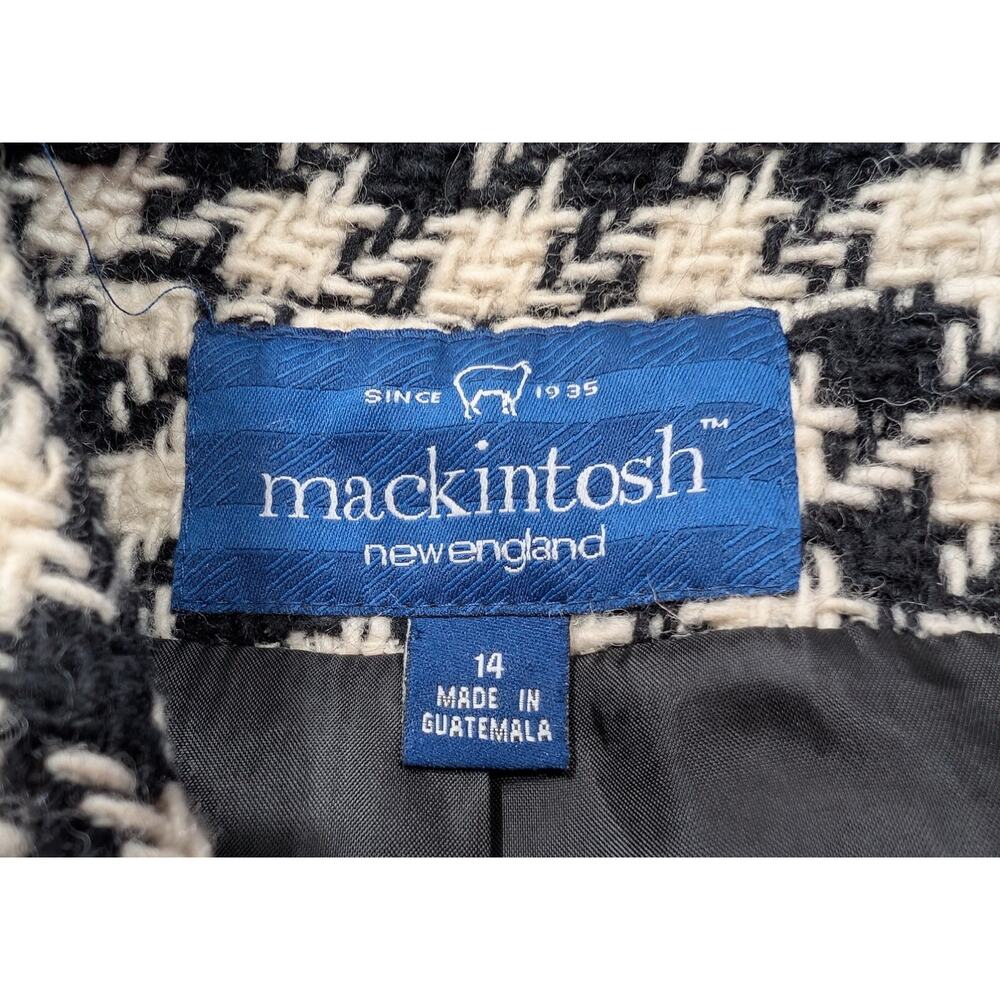 Mackintosh New England Coat Women's Size 14 Black White Houndstooth Swing - Picture 6 of 7